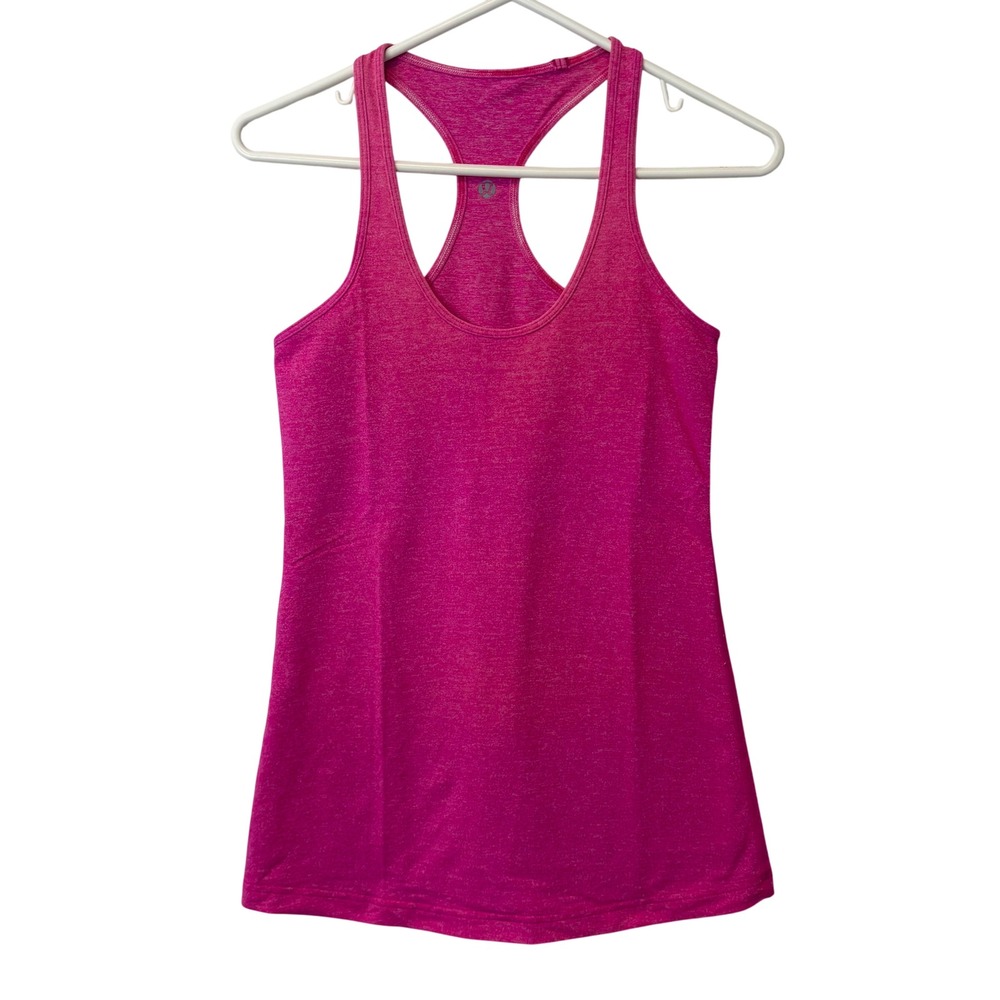 Lululemon Cool Racerback Tank Top Heathered Pink‎ Athletic Yoga Gym Shirt 4-6